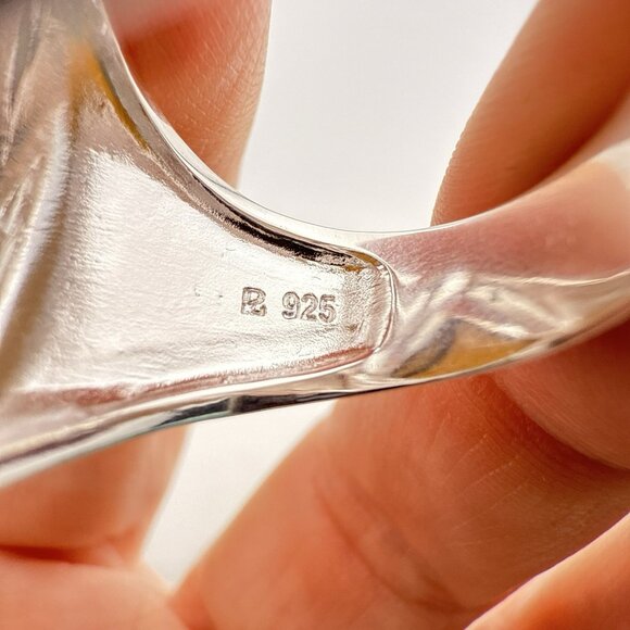 QVC Tigers Eye Ring Sterling Silver Modernist Cabochon Pyramid 925 Size 9 - Picture 10 of 15